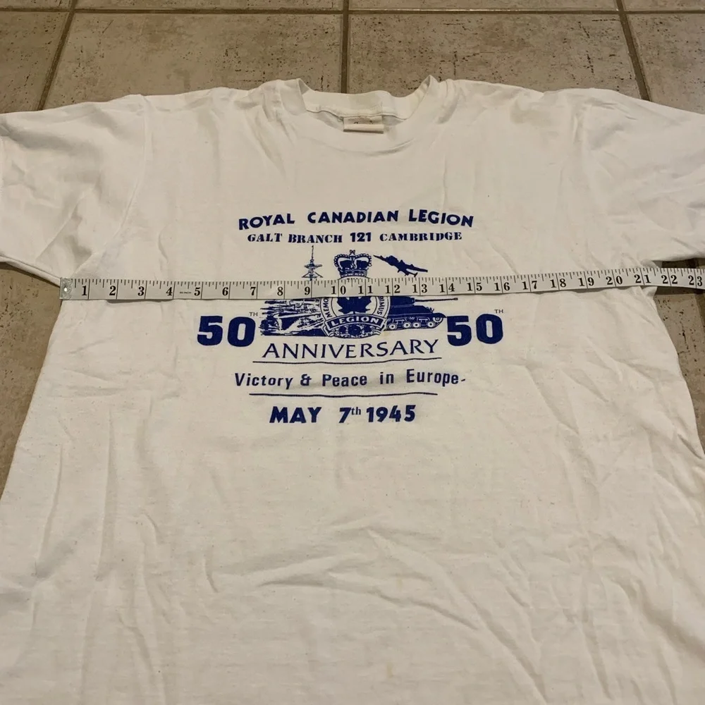 VINTAGE Royal Canadian Legion 50th Anniversary VE Day T-Shirt Large - Picture 5 of 8